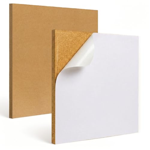 Gykutix 2 Piezas Corcho pared Autoadhesivo 30x30 cm Placas de Corcho 12 mm, Posavasos Cuadrados, para DIY Artesanía y Tablones de Anuncios, Oficina, Decoración