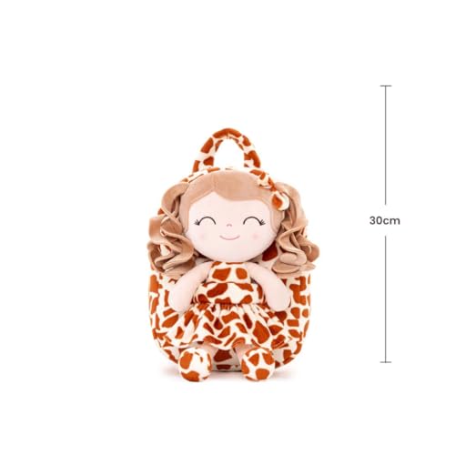 Image of Gloveleya Toddler Girls Backpacks Soft Doll Backpack for Kids Curly Hair Dolls for Girls Giraffe 9 inches