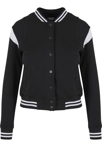 Urban Classics Ladies Inset College Sweat Jacket, Sudadera Mujer, Negro (Blk/Wht 00050), Large