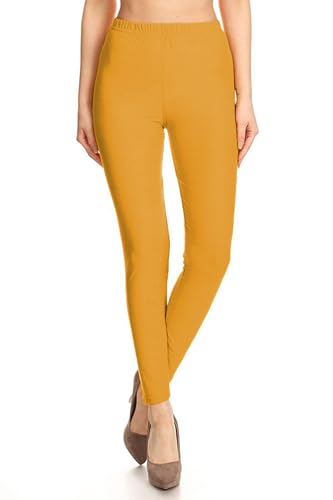 Image of Leggings Depot Women's High Waist Leggings Soft 1 inch Waistband Solid Pants - Regular, Plus, 1X3X, 3X5X