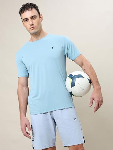Image of TECHNOSPORT Men's Slim Fit Polyester Activewear Sports T-Shirt with Moisture-Wicking Comfort for Workout, Running & Gym