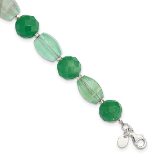 Bracelet en argent sterling 925 avec aventurine et fluorite verte éclatante