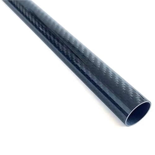 3K Roll Wrapped Carbon Fiber Tube 1m Long Glossy Surface High Modulus Hollow Carbon Round Tube for Robotics/Drones/Fishing Rods/Industrial Brackets(27x23mm)
