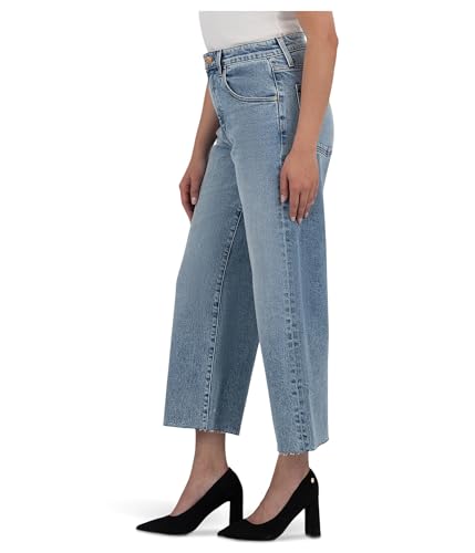KUT from the Kloth Women's Gwen High-Rise Wide Leg Slouchy Raw Hem 5 Pockets in Acute2