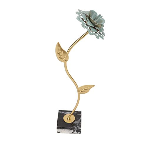 Herchr Metal Flower Statue, Beautiful Metal Flowers Outdoor Decor, Small Metal Flower Statue Exquisite Flower Sculpture With Marble Base For Room Decoration Housewarming Gifts #TOP5