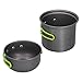 CUEA Camping Kochgeschirr Utensilien, Outdoor Camping Töpfe und Pfannen Set Picknick Kochschüssel Topf Set Aluminiumlegierung Camping Ausrüstung für Picknick für Camping(17 * 14 * 14cm-Grey)