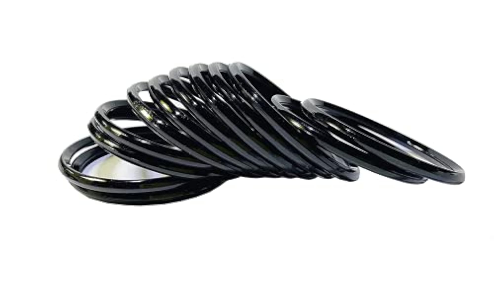 Set of 12 Black Plastic Bangles for Babies, Smooth & Polished
