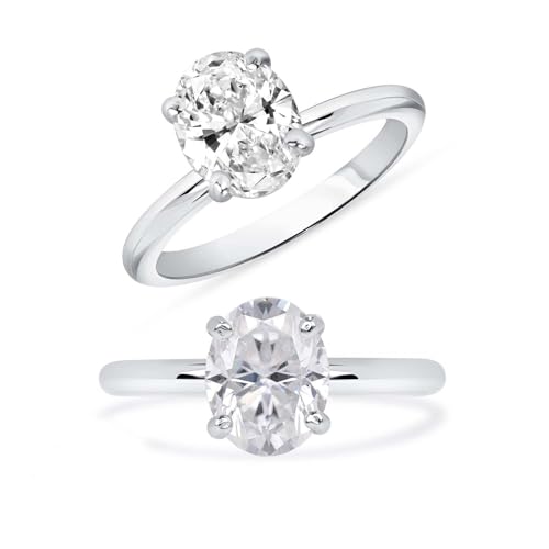 1 to 5 Carat Fancy Shape Moissanite Solitaire Engagement Ring for Women in 14k White Gold (D-F, VS1-VS2, cttw DEW) Anniversary Wedding Ring for Women Size 4 to 11 Made in USA