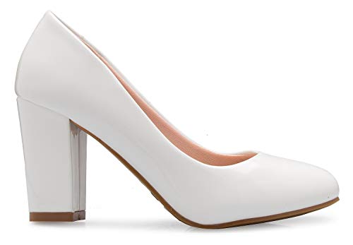 Image of Olivia K Women's Classic Round-Toe Platform Pumps High Block Heel - Adorable, Comfortable