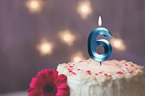 Miniatura 5 de 2.76 pulgadas Velas Azules de 6 para Cumpleaños, Decoración 3D Número 6 para Tartas de Cumpleaños No 16 26 61 62 63 64 65 66 67 68