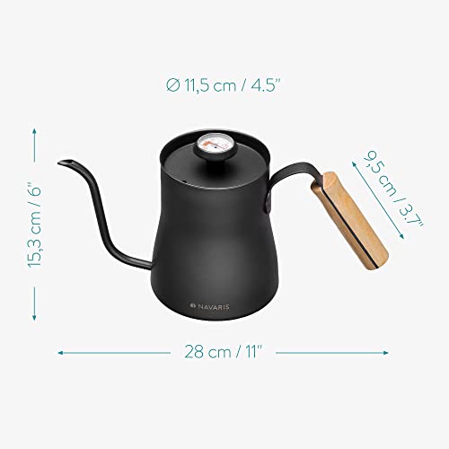 Navaris Hervidor de Agua para café - Tetera de 1 L para hervir Agua con termómetro y Tapa - Calentador de Acero… - Imagen 7