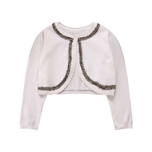 Loyan Little Girls Cropped Sweaters Tops Open Front Bolero Cardigan Long Sleeve Knitted Shrug3