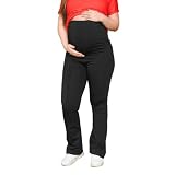 Legging gestante flare suporte barriga alto conforto calça grávida boca larga ideal mulheres altas (BR, Alfa, P, Regular, Regular, Padrão, Preto)