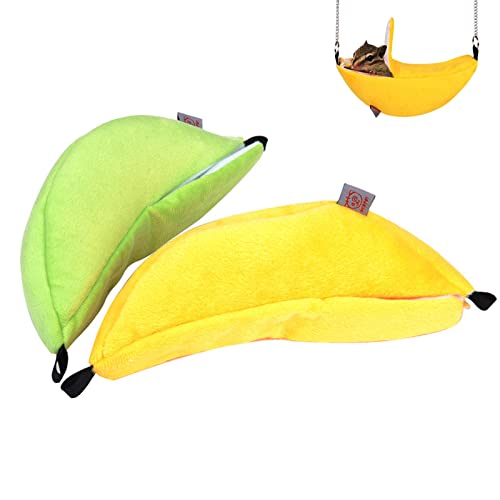 Yafiygi 2Pack Rat Hammock For Cage Hamster Soft Bed Small Pet House Animals Warm Squirrel Hedgehog Guinea Pig Bed House For Mouse, Chinchilla, Rat, Gerbil And Dwarf Hamster（Yellow+Green #TOP30