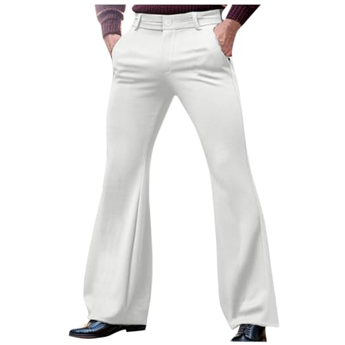 Men's Bootcut Dress Pants Stretch High Waisted Work Lounge Pant Business Office Flared Trousers with Pockets S-3XL