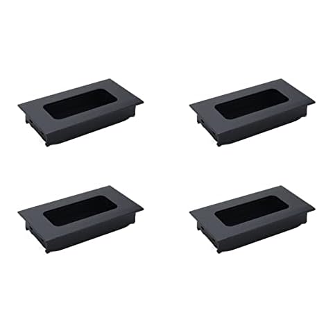 Wealrit 4 pcs Hole Center 2.5 Inch Recessed Pull Black Flush Finger Pull Door Handle Recessed Cabinet Handles Cover