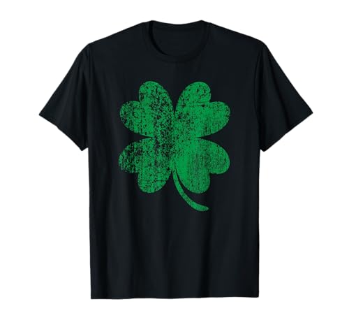 Vintage Faded Retro Four Leaf Clover St Patricks Day T-Shirt