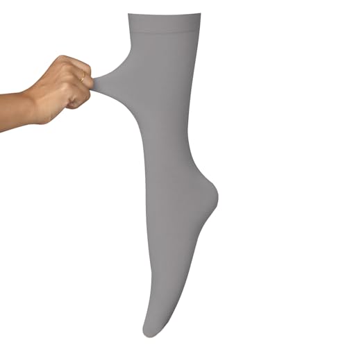 Image of Bestjybt 3 Pairs Women's Opaque Nylon Knee High Stockings Trouser Socks