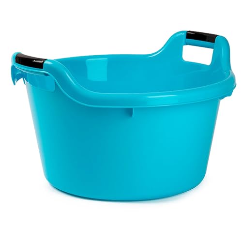 Tradineur - Cubo, Barreño, Tina Multiusos - Fabricado en plástico - Producto y Utensilio de Limpieza - Forma Redonda con Asas - Capacidad de 17 litros - Ø 41,5 cm - Color Azul