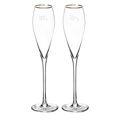 Cathy's Concepts Mr. & Mrs. Gatsby Champagne Flutes (Set of 2), Gold