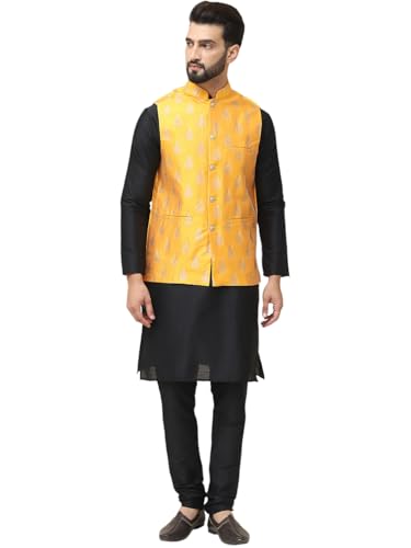 Image of SOJANYA (Since 1958 Men's Silk Blend Kurta Pyjama With Nehrujacket Set