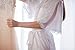 Womens Bridal White Satin Robe with 'Bride' Print on Back for weddings (Medium)