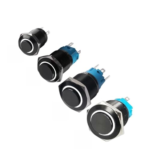 Bouton poussoir 12mm noir interrupteur métal étanche auto-bloquant LED 3V 5V 6V