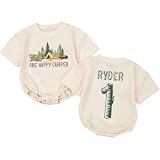 Personalized One Camping Baby Boy Romper, First Birthday Outfit Boy, 1st Birthday Outfit Boys, One Year Old Boys Bday Gifts, Baby 1 Year Photoshoot Cake Smash Outfits, Camper Infant Toddler Clothes
