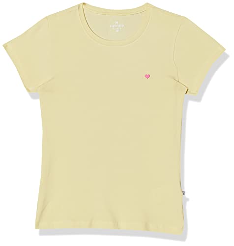 Blusa Básica Infantil Menina Manga Curta Slim Com Bordado Coração Amarelo 004