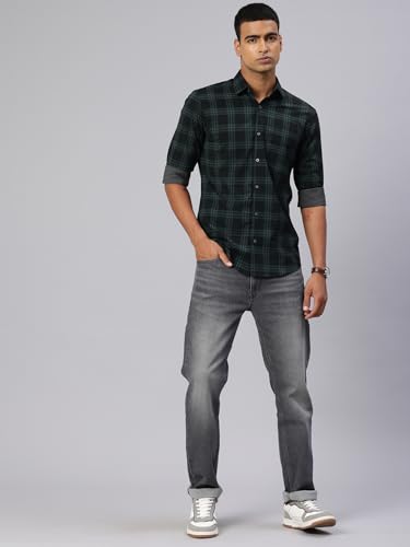 Image of Majestic Man Comfort Slim Fit Cotton Blend Checked Casual Shirt