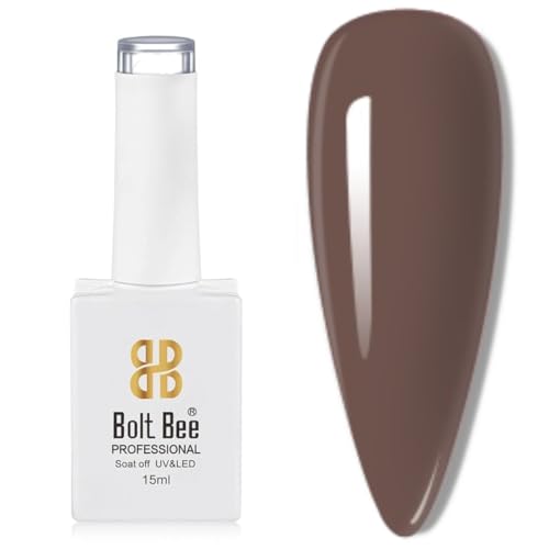 Image of Bolt Bee Dark Caramel Color Gel Nail Polish Soak Off UV Gel DIY at Home Manicure Salon Nail Art (166, 15ml)