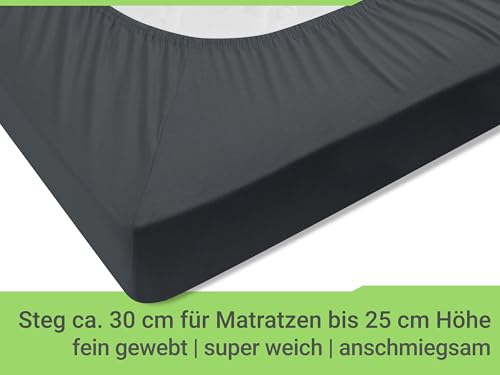 Emily´s Check Doppelpack Bettlaken Betttuch Spannbettlaken 1493.2123, 140 x 190-200 cm, Anthrazit – Ansicht 5