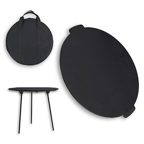 Froadp Plancha Estera para Barbacoa de Camping de Hierro Fundido Alfombrilla para Parrilla de Gas o Carbón con 3 Patas y Bolsa de Almacenamiento Barbacoa Accesoriospara Fiesta en Jardín (Ø45cm)