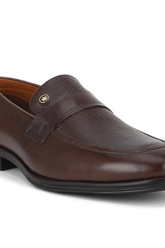 Image of Louis Philippe Men Premium Leather Breathable Lining Material Anti Slip with Heel TPR Sole Formal Slip-on Shoes