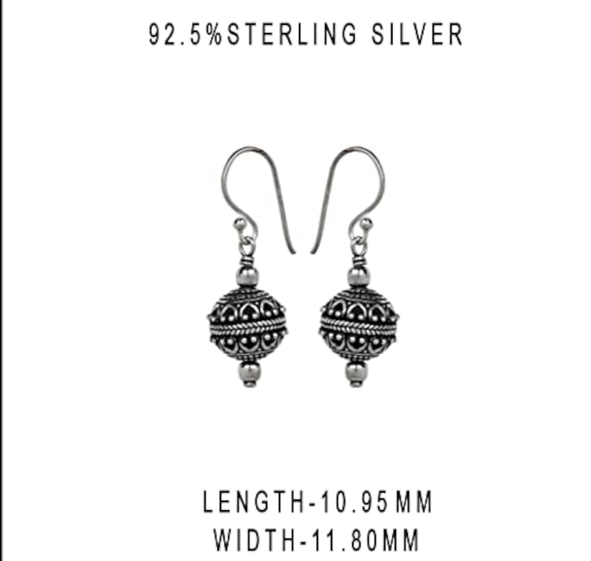 Women's Silver Ball Earrings with Rawa Work