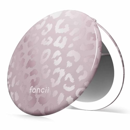 Image of Fancii Taylor LED Lighted Travel Makeup Mirror, Rechargeable, 10x /1x Magnifying, Tru-Glow Lighting System, XL Large 5 inch Wide | Compact Mirror for Purses (Cosmic Leopard)
