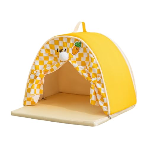 KQFCAZRE 猫 小型犬用 ペットテント 犬小屋 春夏用 ペットの巣 キャットネスト 猫ハウス 子犬用洞窟 猫用ベッド 通気性いい 広々としたソファ 快適 柔らかい かわいい 屋内 屋外 子猫用 ソフトベッド 犬小屋 犬小屋 休憩所 寝床 室内用, オ
