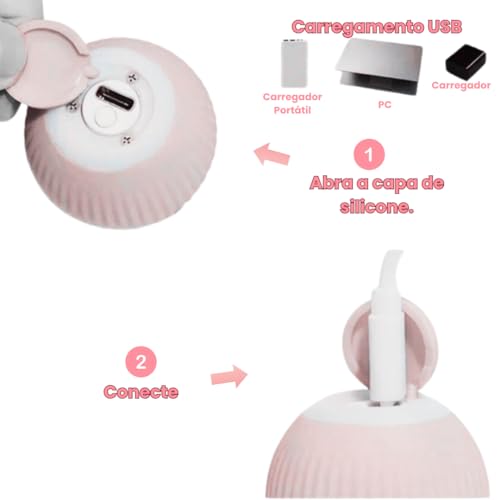 Bolinha Inteligente para Caes e Gatos Rosa, Ideal para Divertir e Interagir Pet