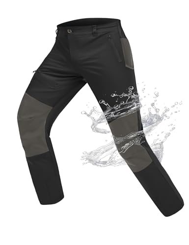 Atforna Pantalones de senderismo impermeables para hombre, pantalones de trekking, pantalones funcionales de exterior, ropa de ciclismo con 4 bolsillos con cremallera, resistentes al viento, para