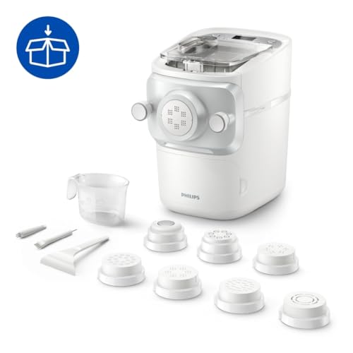 Philips 7000 Series Pasta Maker, ProExtrude Technology 150W, 8 discs, Perfect Mixing Technology, Preapre up to 8 Portions, HomeID App, White, (HR2660/03)