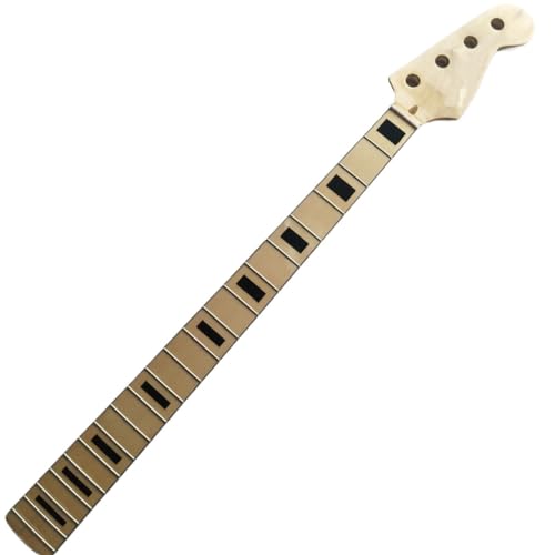 Manche de guitare basse en érable verni brillant 34" avec incrustation bloc de lutherie