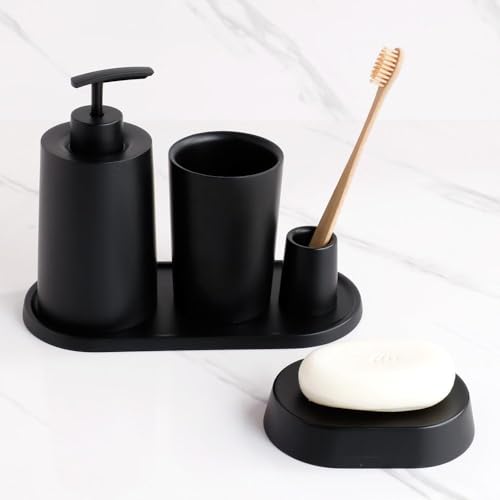 Evite manchas en su lavabo con este juego de accesorios de baño negro de lujo 3