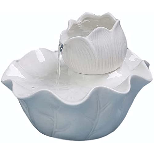 ペット噴水猫水ディスペンサー - 健康的で衛生的な飲酒噴水の超静かな花の自動電気水の自動電気ウォーターボウル猫、犬、鳥、小動物(White)