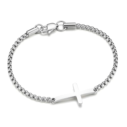 Pulsera cruz M MOOHAM para hombre plata bañada en oro miniatura 1