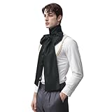 Tissu satiné lisse COSDREAMER Écharpe Renaissance Jabot Cravate pour homme Nœud papillon en satin Long, noir, taille unique