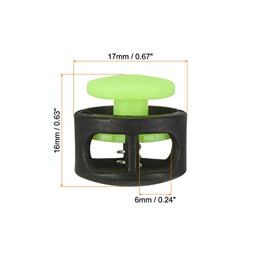 PATIKIL Cord Locks, 30 Pack Round Spring Toggle Stopper for Drawstring Bag Shoelaces Black Bright Green, 17x16mm - Image 2