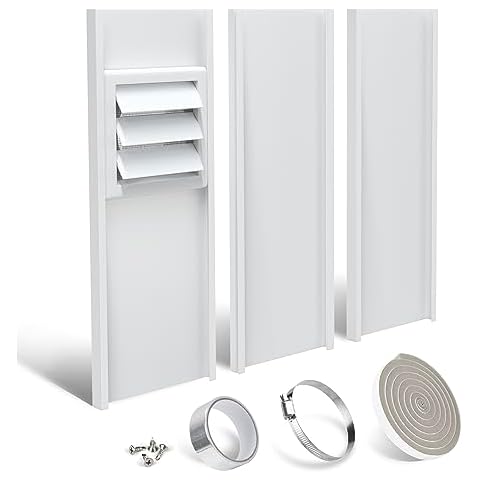 LBG Products Dryer Vent Window Kit with Self-closing Vent Cover with Screen for 4" Diameter Dryer Vent Hose,Adjustable Window Seal Plates Kit for Sliding Windows and Hung Windows,Up to 47 inches Cover