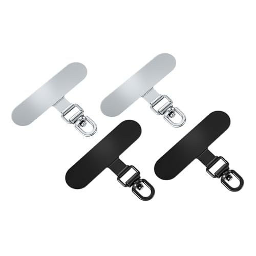 360° Rotatable Phone Tether Tab Pack of 4 (2 Classic Black + 2 St...