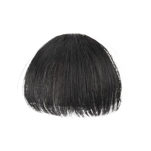 Fausse frange à clip en cheveux synthétiques noirs pour un effet naturel instantané