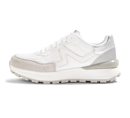 Image of LUCKY STEP Women's Retro Fashion Casual Sneakers Colorblock Platform Classic Trendy Trainning Anti-Slip Tennis Travel Walking Shoes